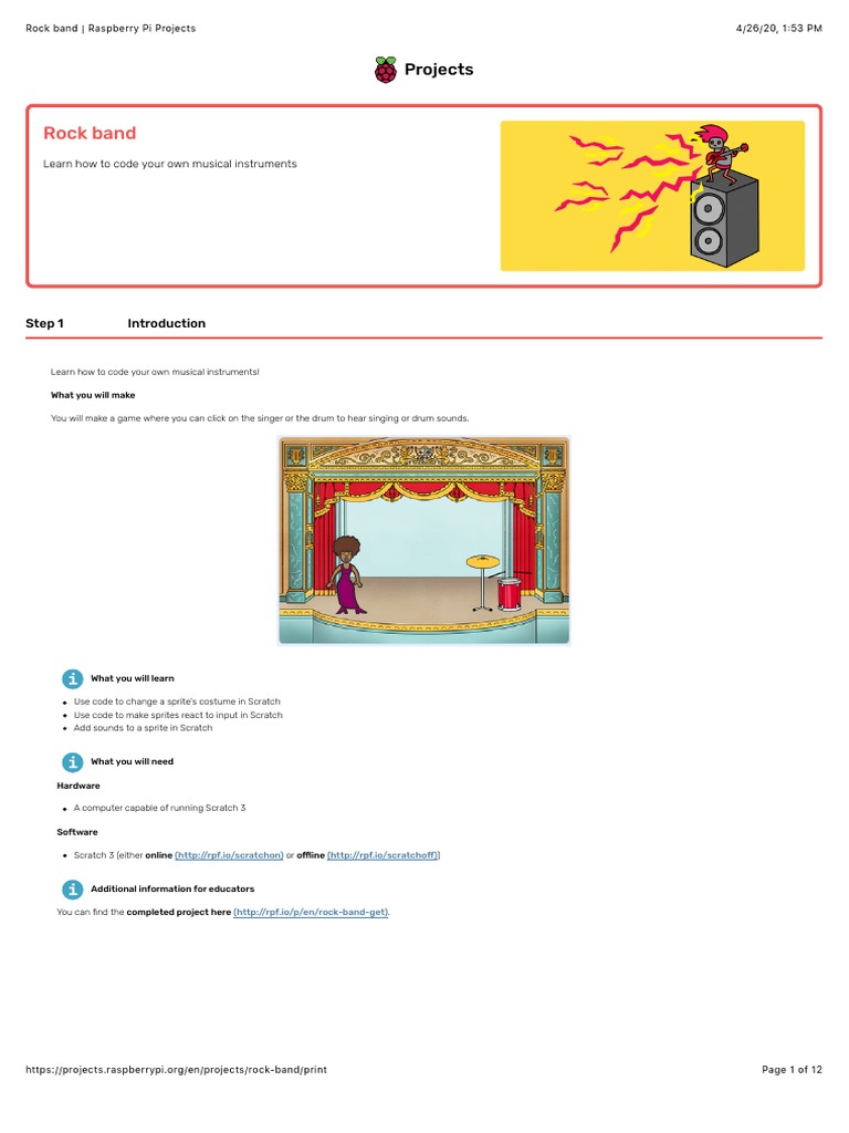 Scratch Rock Band Project Guide | PDF | Scratch (Programming Language ...