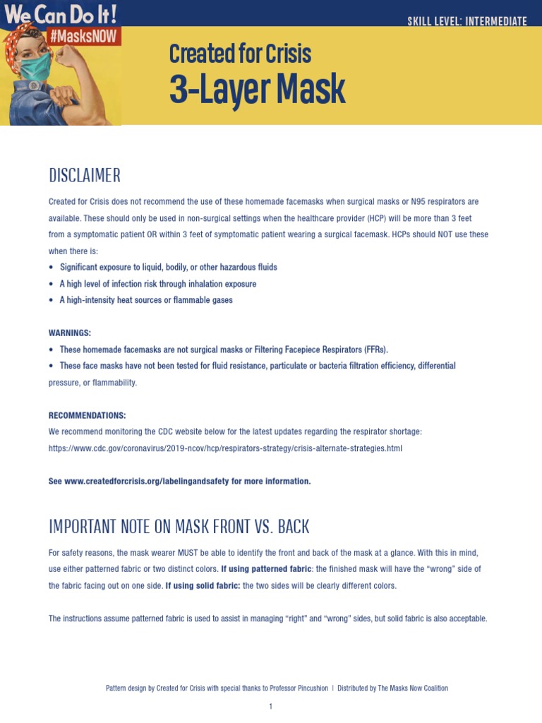 3-Layer DIY Face Mask Instructions | PDF | Sewing | Clothing