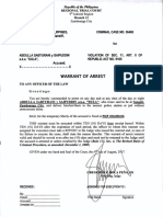 Warrant of Arrest: The People of The Philippines, Plaintiff, Criminal Case No. 36480