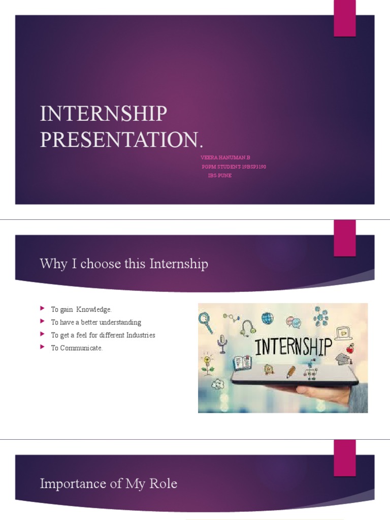 Internship Presentation.: Veera Hanuman.B PGPM Student-19Bsp3190 Ibs ...