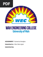 ASSIGNMENT: Numerical Analysis Submitted To: Miss Sidra Ayub Submitted by