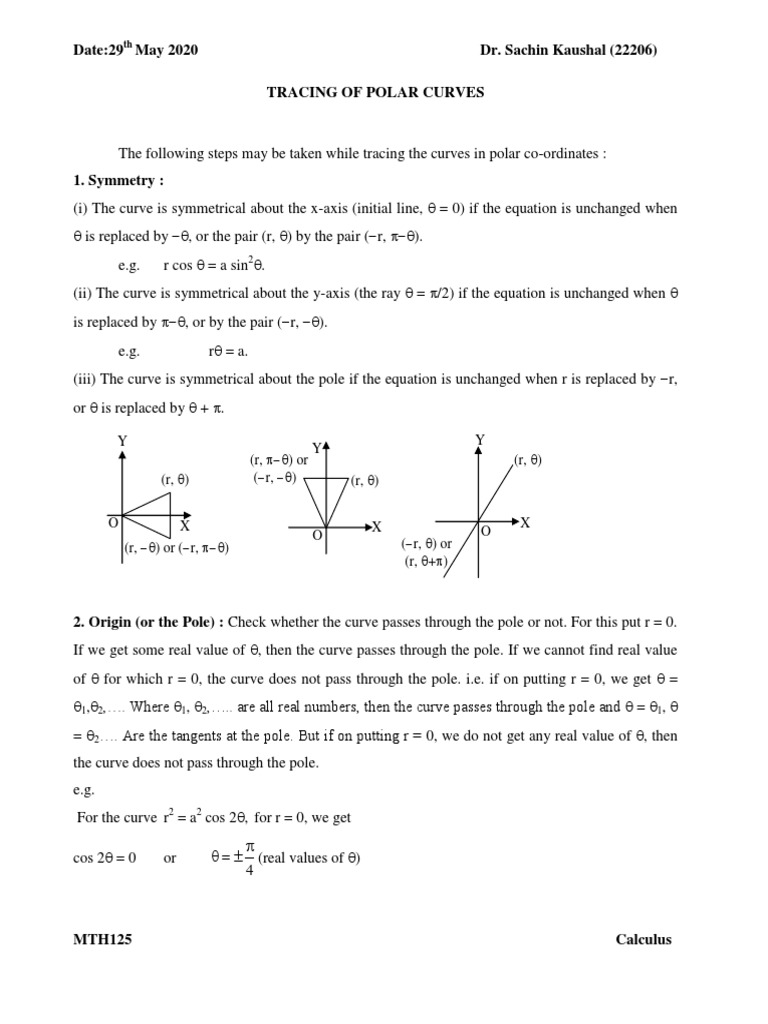 Tracing Polar Curves Guide | PDF | Trigonometric Functions | Tangent