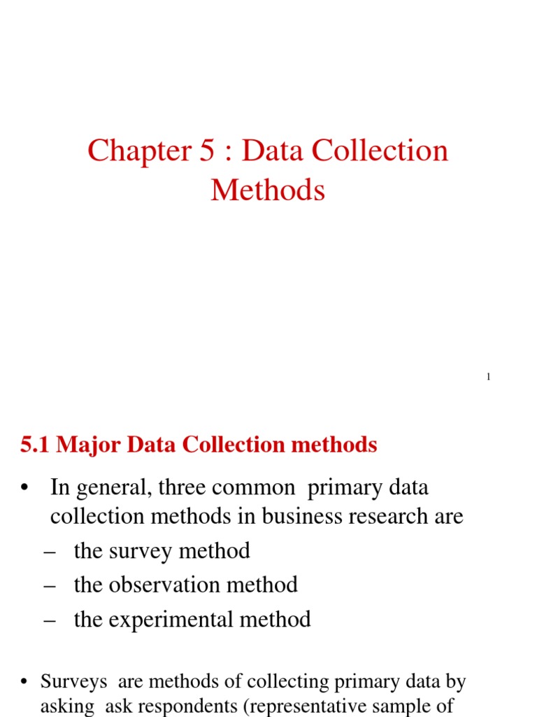 Chapter 5 DATA COLLECTION METHODS PDF