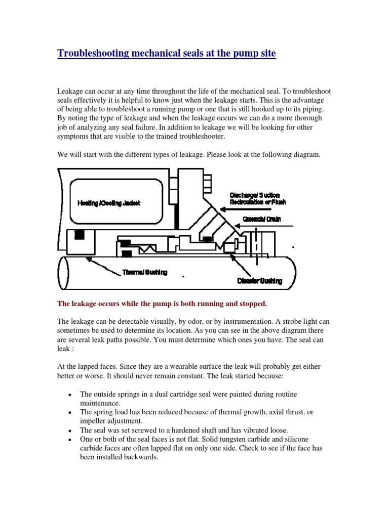 Mechanical Seal Leakage Troubleshooting | PDF | Leak | Pump