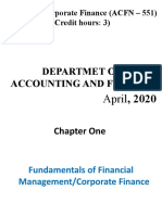 Advanced Corporate Finance (ACFN - 551) (Credit Hours: 3) : Departmet of Accounting and Finance