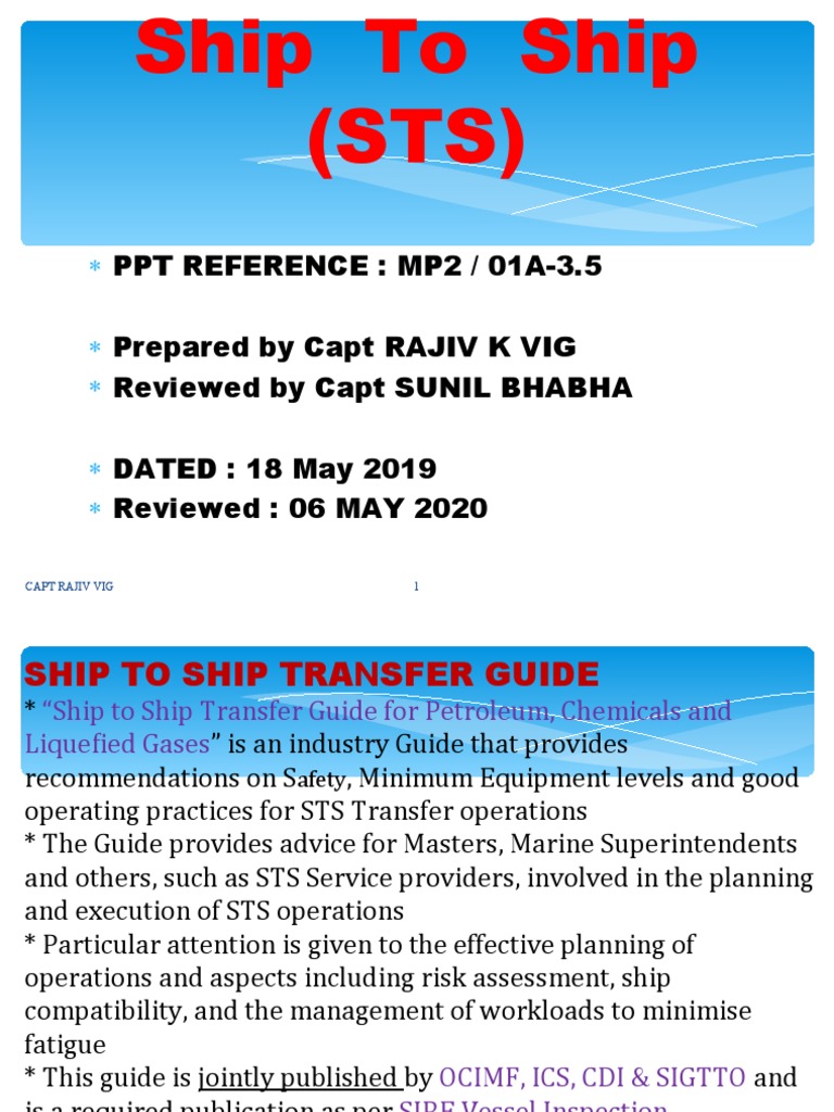 Ship-to-Ship Transfer Operations Guide | PDF | Ships | Oil Tanker
