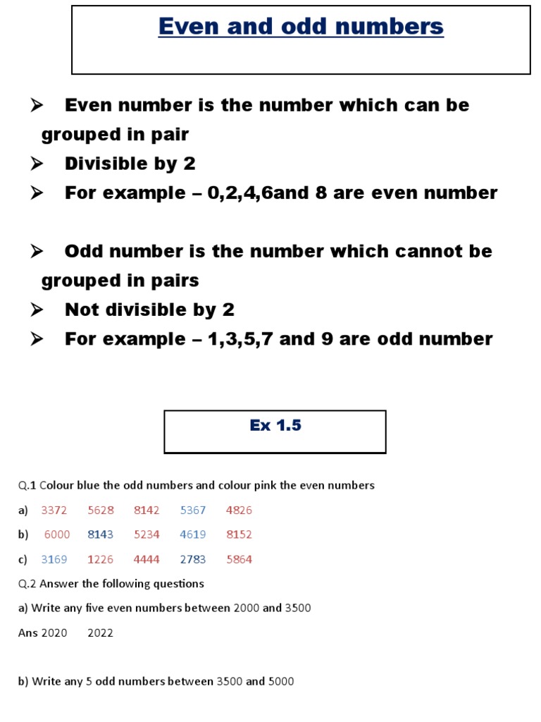 Even and Odd Numbers Explained | PDF | Games & Activities | Teaching ...