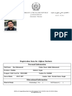 Registration Form For Afghan Students Personal Information