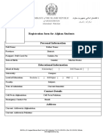 Registration form for Afghan students