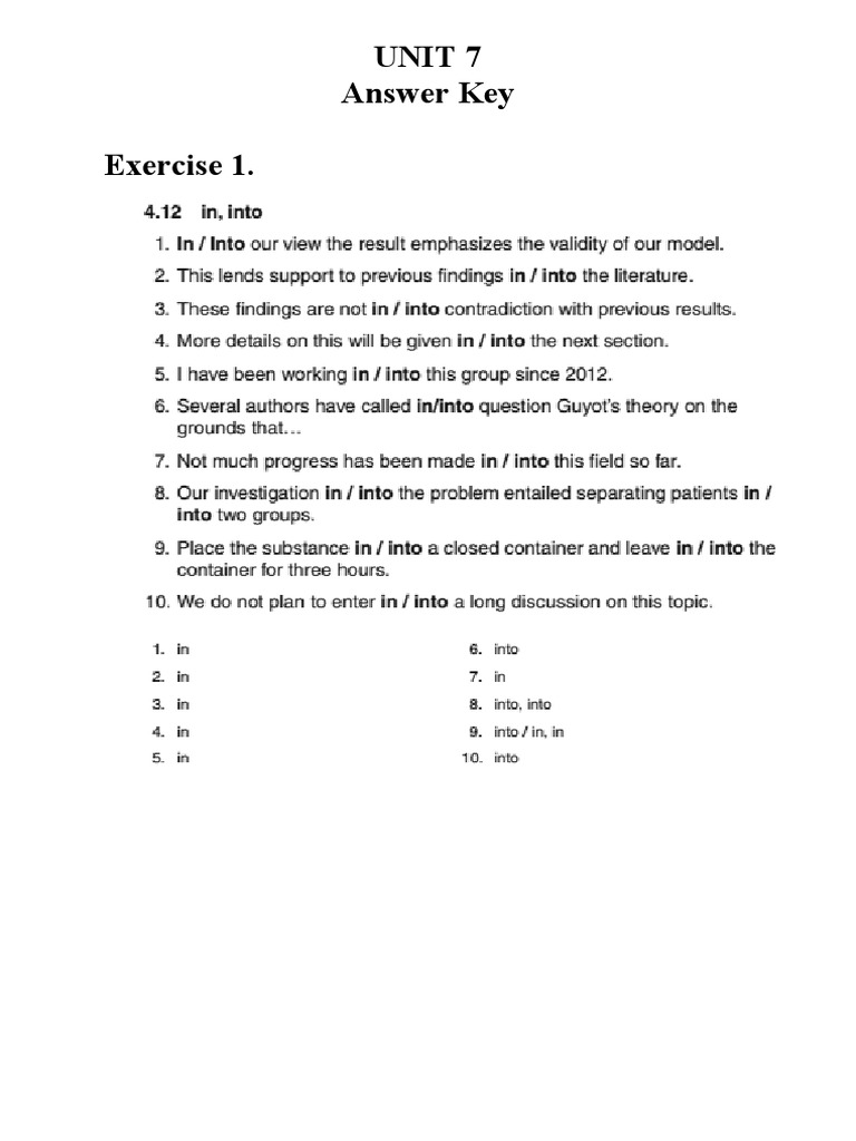 Answer Key Unit 7 Avac | PDF