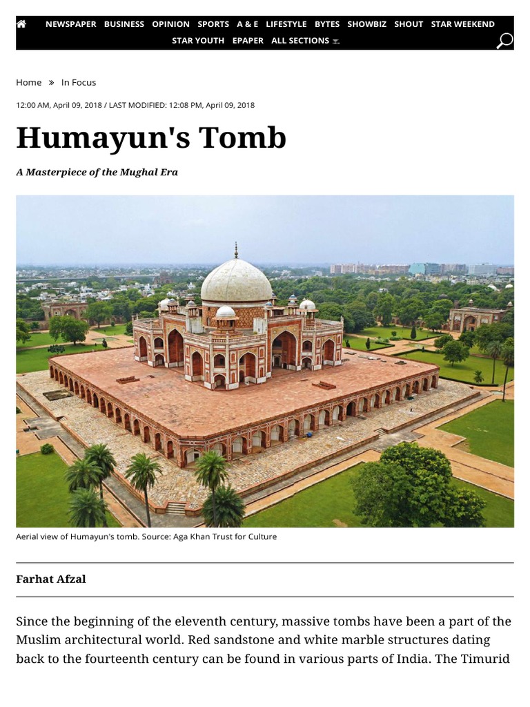 Humayun's Tomb - The Daily Star | PDF | Dome