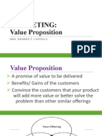 Marketing: Value Proposition: Mrs. Desiree T. Castillo
