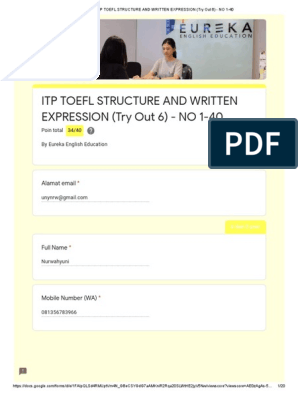Itp Toefl Structure And Written Expression Try Out 6 No 1 40 Nature