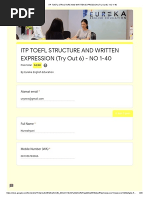 Itp Toefl Structure And Written Expression Try Out 6 No 1 40 Nature