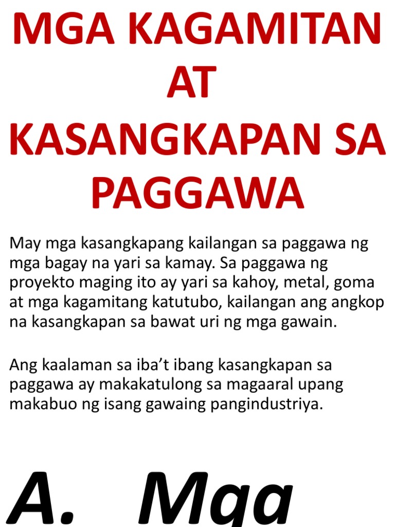 Kagamitan Sa Paggawa Ng Kamay