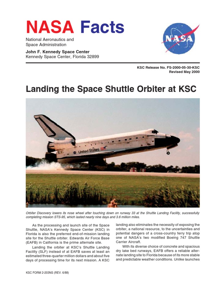 NASA Facts Landing The Space Shuttle Orbiter at KSC | PDF | Space ...