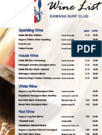 Kawana Surf Club | Kawana Wine List
