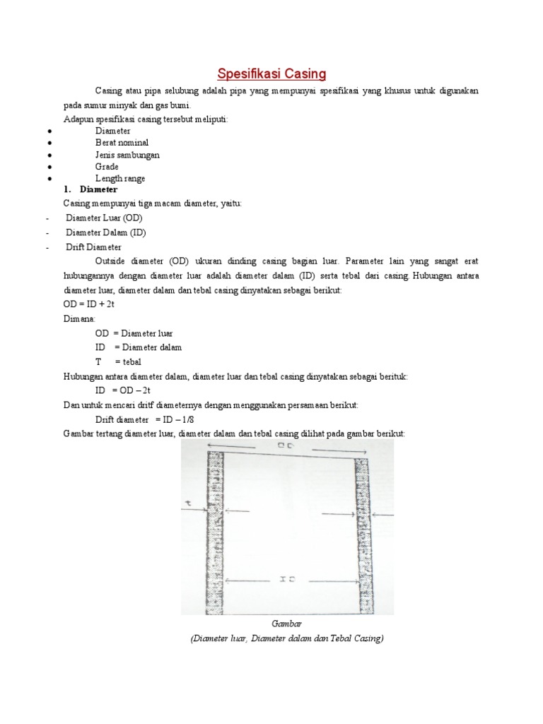 Spesifikasi dan Jenis Casing Pemboran | PDF | Teknologi & Rekayasa ...