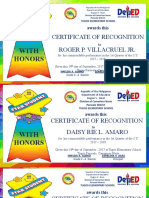 Certificate of Recognition Roger P. Villacruel JR.: With Honors