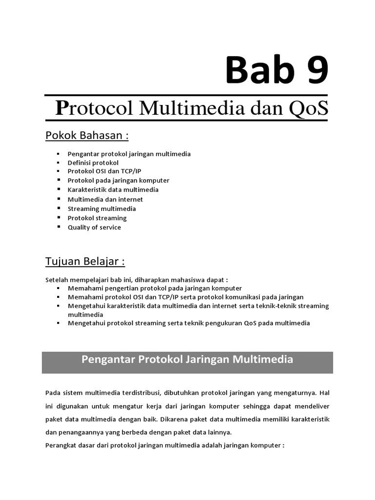 Bab 9 - Protokol Dan Qos Multimedia PDF | PDF