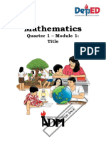Mathematics: Quarter 1 - Module 1: Title
