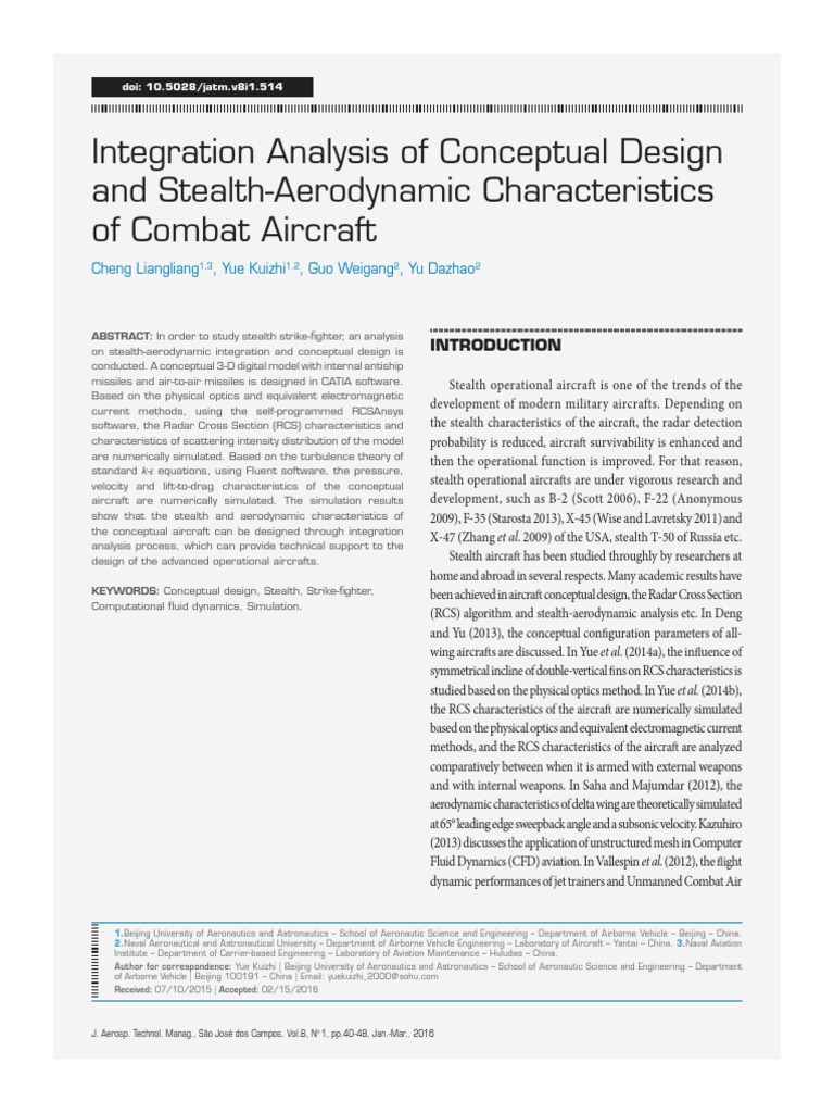 Integration Analysis of Conceptual Design and Stealth-Aerodynamic ...