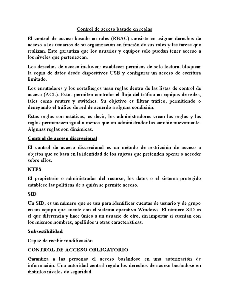 Control de Acceso Obligatorio en Seguridad | PDF