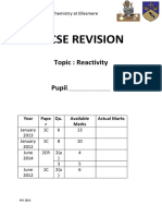 Igcse Revision: Topic: Reactivity