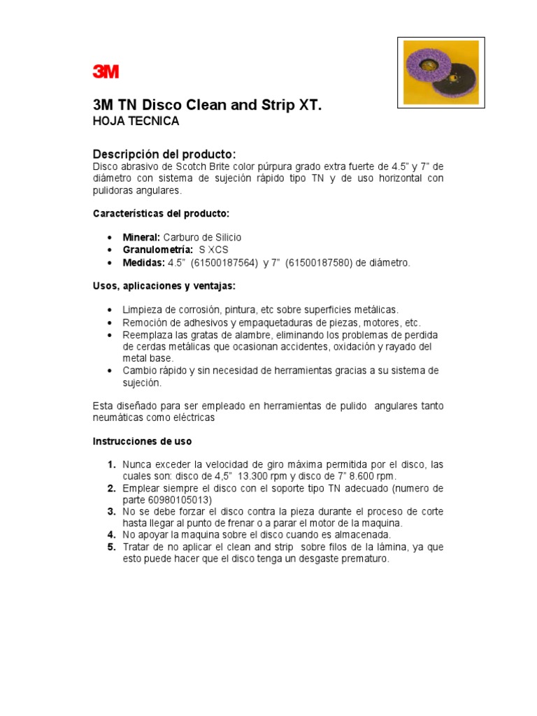 Ficha Tecnica 3m Clean Strip PDF Materiales Química