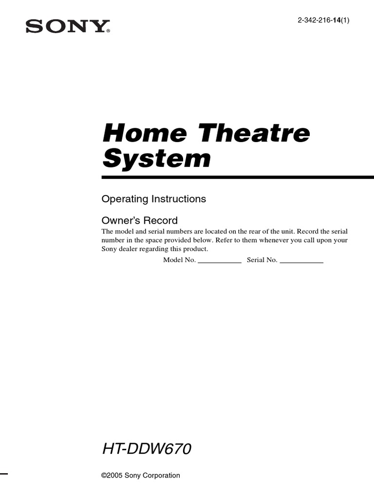 Home Theatre System HTDDW670 PDF Loudspeaker Compact Disc