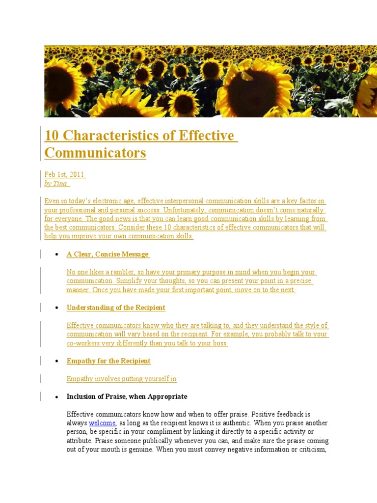10 Traits of Effective Communicators | PDF | Criticism | Communication