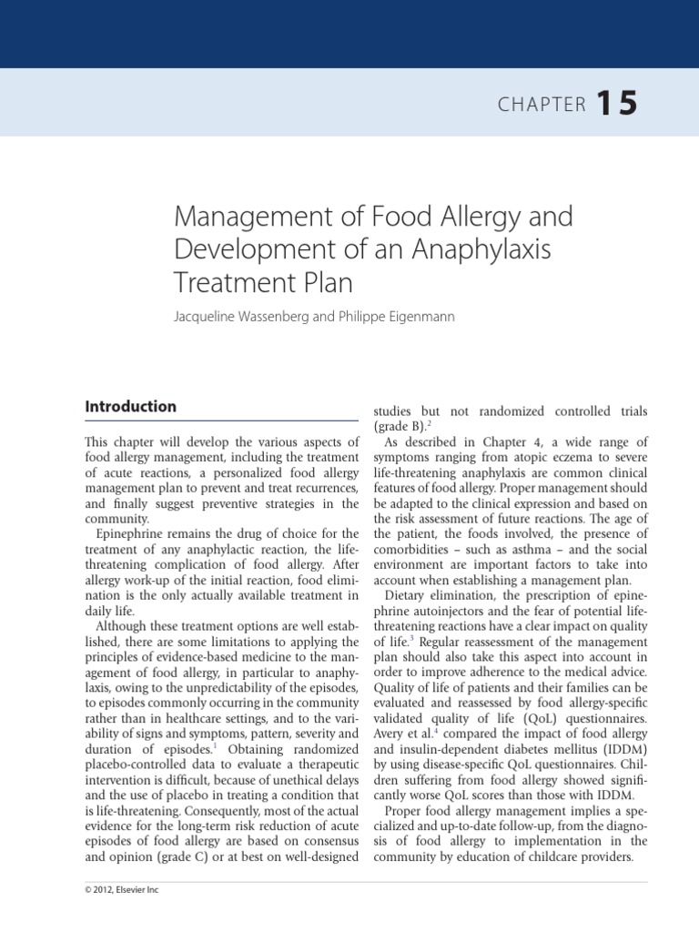 Management of Food Allergy and Development of An Anaphylaxis Treatment ...