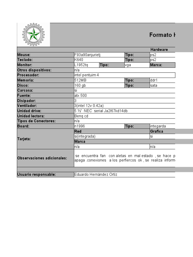 Informe Técnico de Hardware PC HP | PDF | Hardware de la computadora ...