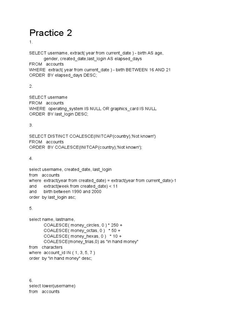 SQL Queries for User Data Analysis | PDF | Teaching Methods & Materials ...