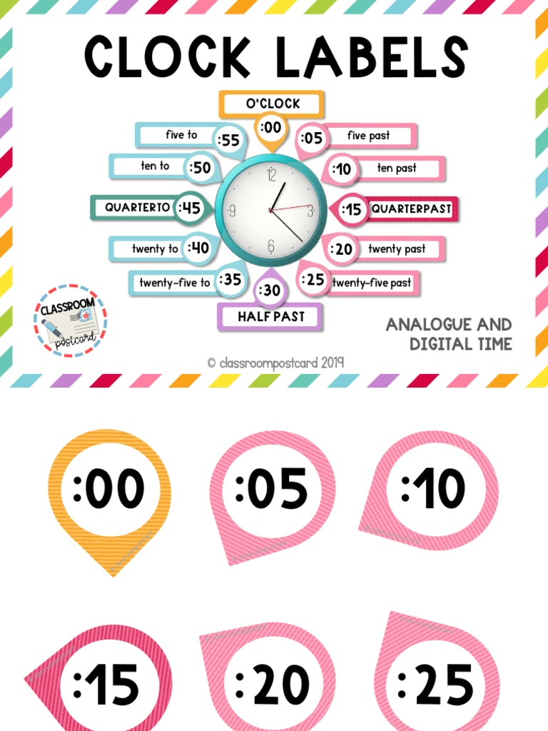 Clock Labels: Analogue and Digital Time | PDF | Career & Growth