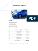 Costing of Importing A Car in Bangladesh PDF