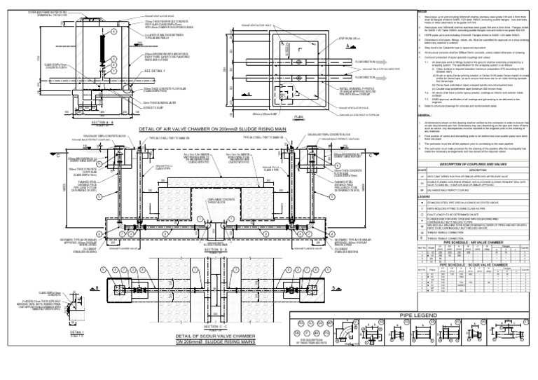 Pipe Legend Detail of Scour Valve Chamber PDF Architectural