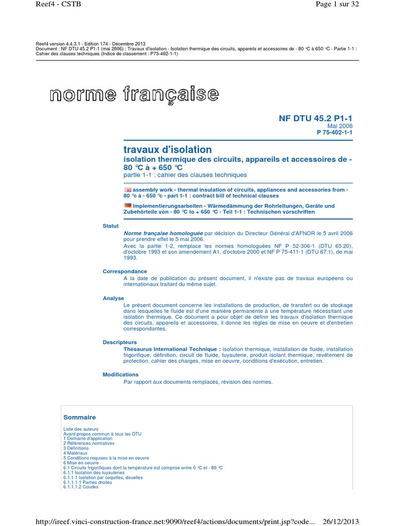 NF Dtu 45.2 P1-1 PDF | PDF | Code de la construction et de l'habitation ...