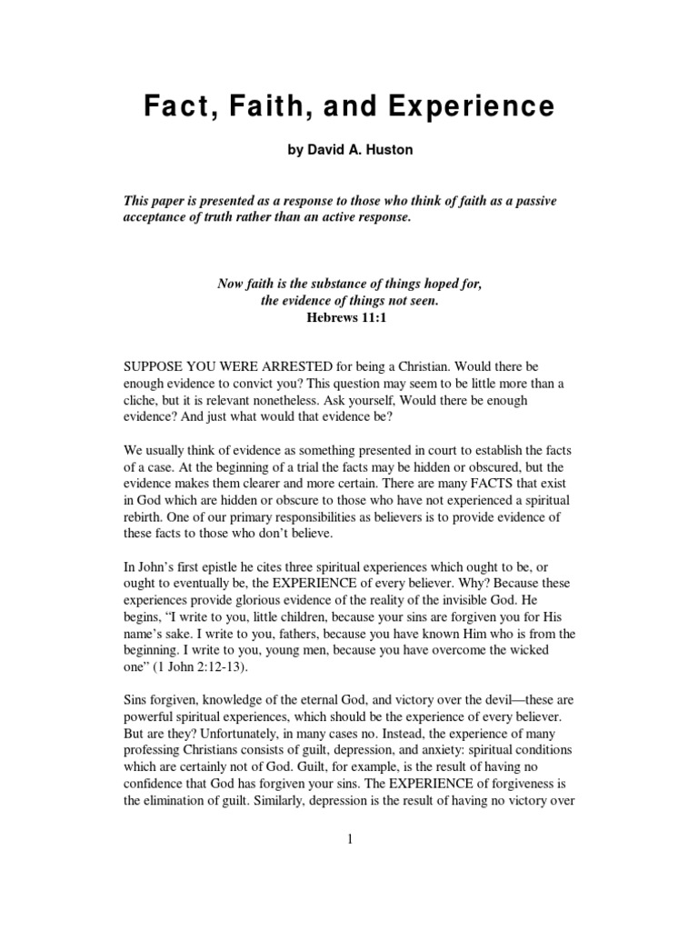 Fact Faith and Experience | PDF | Baptism | Faith