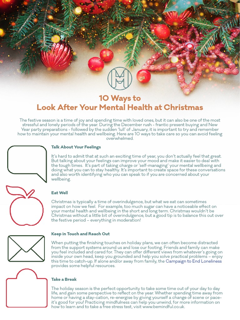 10 Ways To Look After Your Mental Health At Christmas Pdf Mental