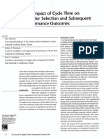 The Impact of Cycle Time On Supplier Selection and Subsequent Performance Outcomes