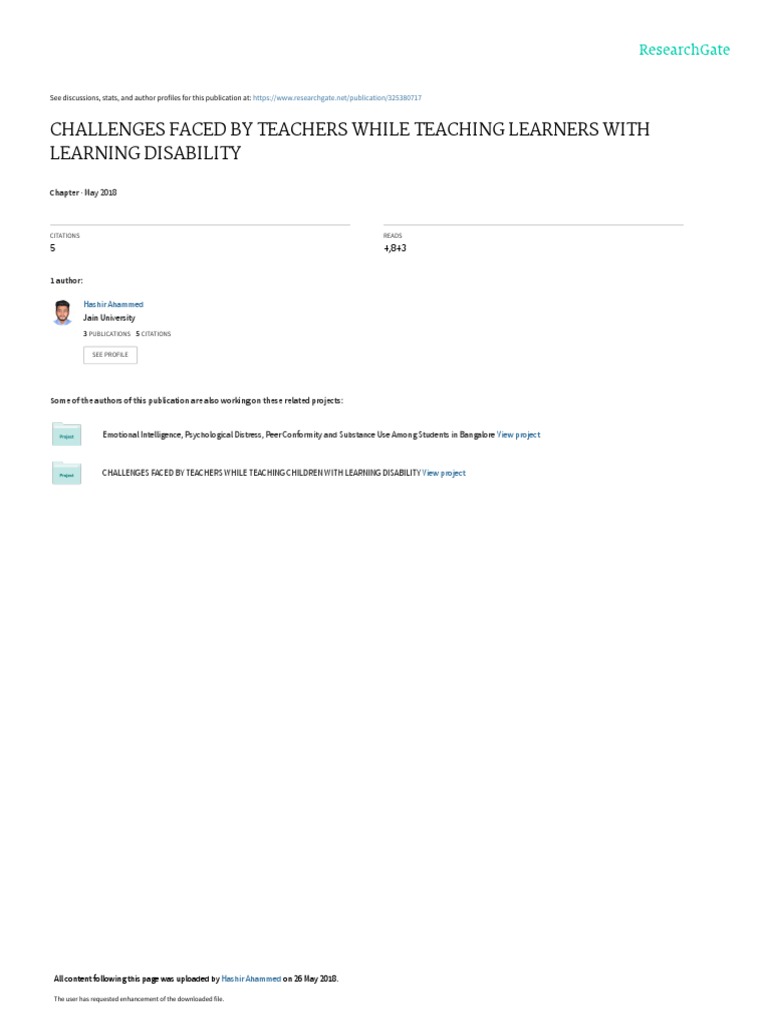 Teacher Challenges with Special Needs Students | PDF | Learning ...