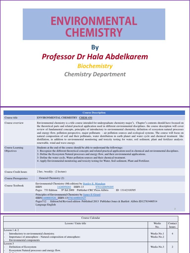 Environmental Chemistry Course Overview | PDF | Atmosphere Of Earth ...