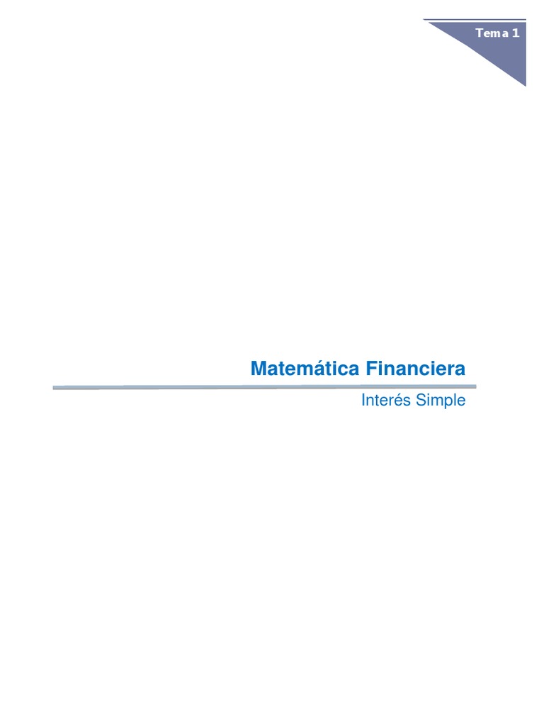 Interés Simple en Matemática Financiera | PDF | Finanzas Matemáticas ...