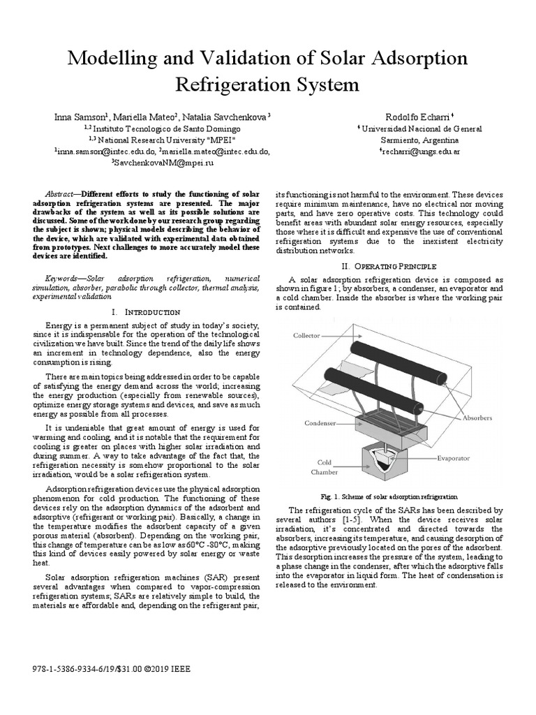 Modelling and Validation of Solar Adsorption Refrigeration System | PDF ...