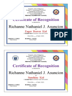 Montela Elementary School Certificate Recognition for Richanne Asuncion