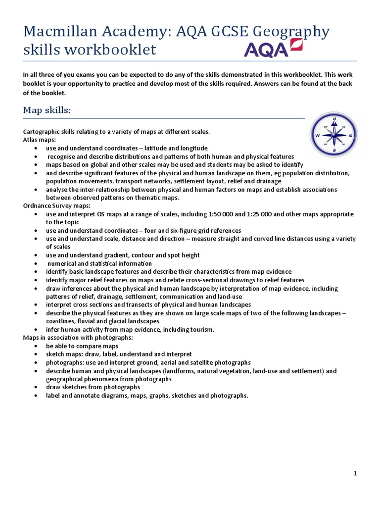 Macmillan Academy: AQA GCSE Geography Skills Workbooklet | PDF ...