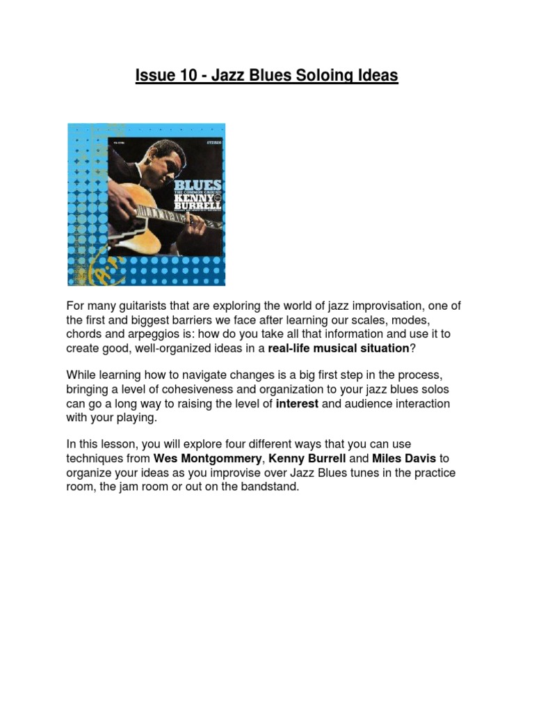 Issue 10 - Jazz Blues Soloing Ideas | PDF | Jazz | Blues