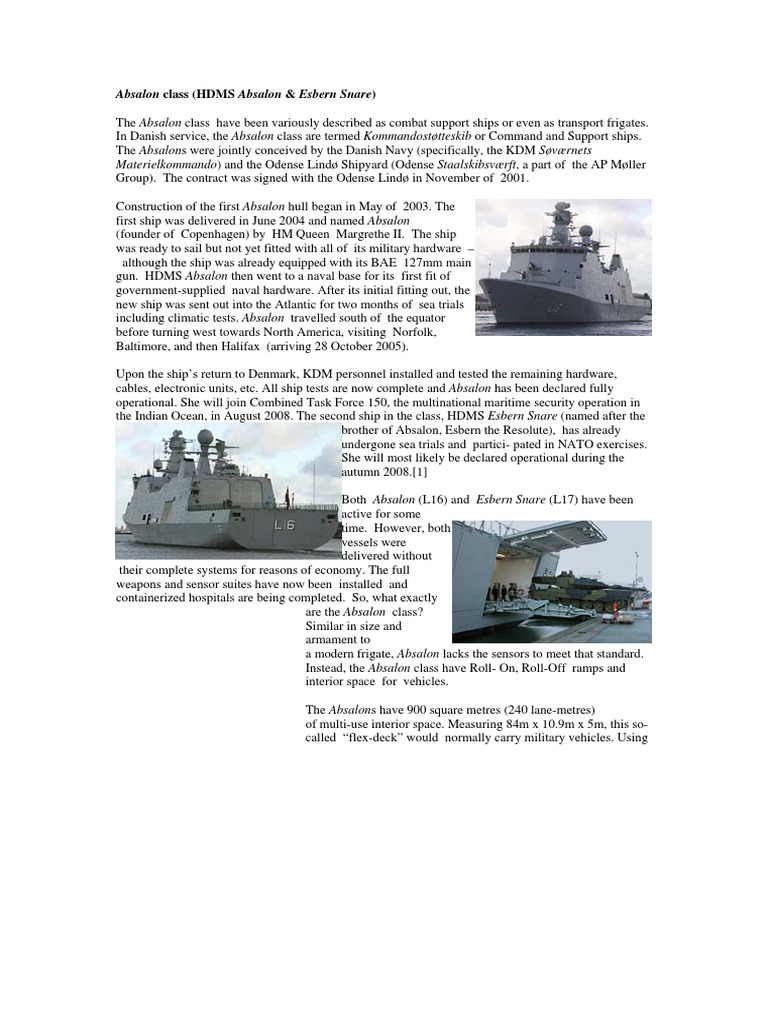 Absalon class Command & Support Ship capabilities | PDF | Ships | Naval ...