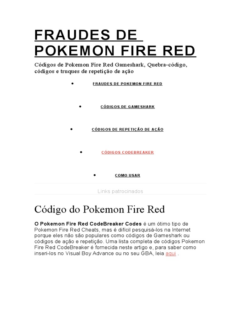 Cheats Pokémon Fire Red: todas as manhas e macetes do jogo
